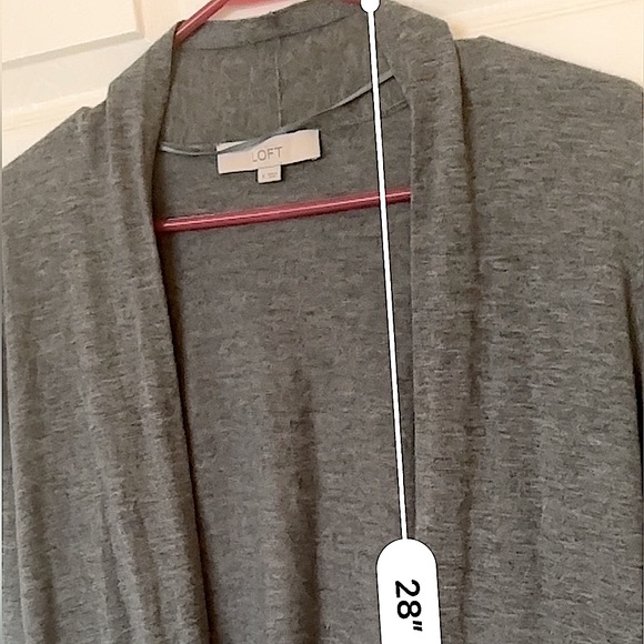 LOFT lightweight wool blend longline open cardigan with front pockets, EUC - Picture 12 of 12